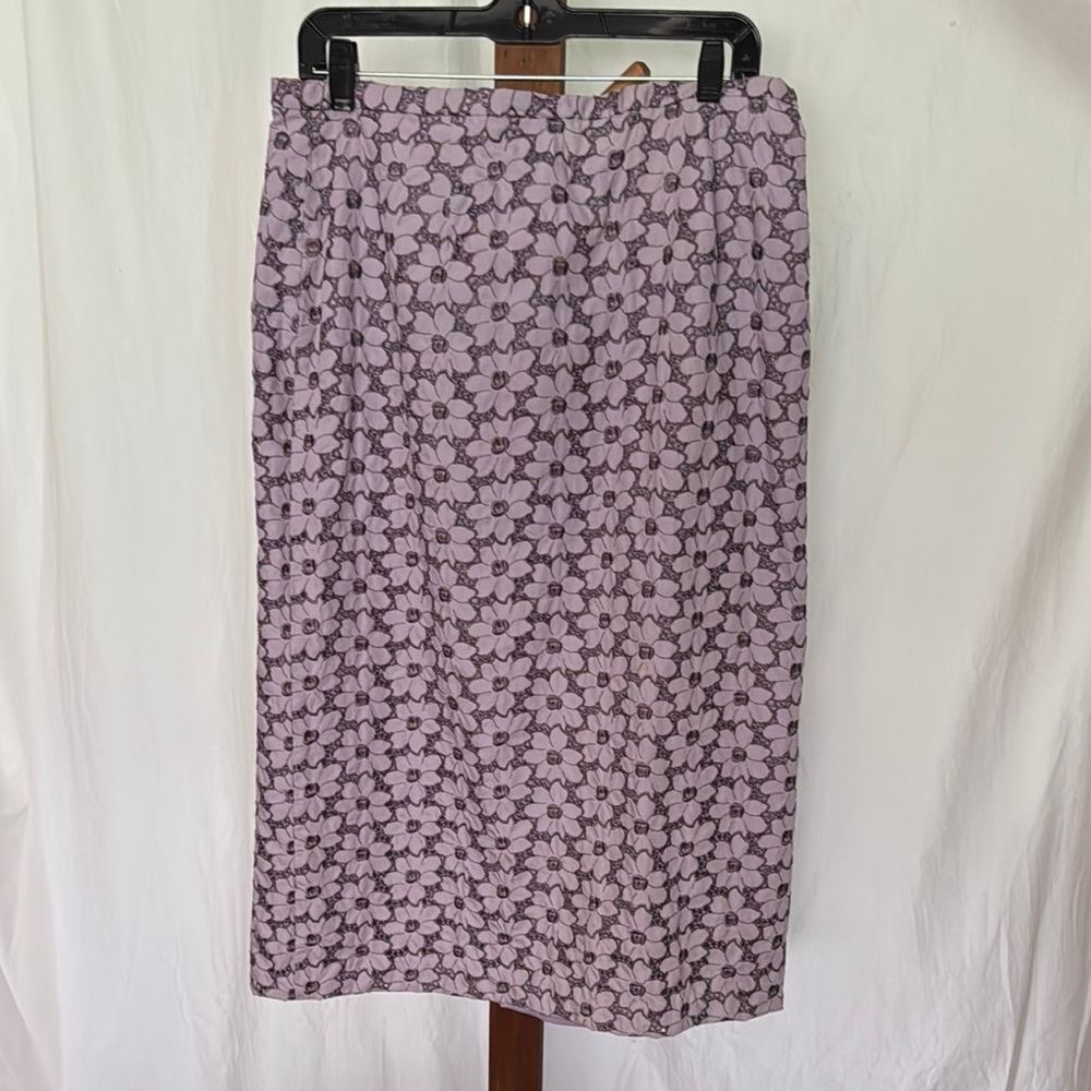 SHANI Lilac Purple Floral Appliqué Midi Pencil Skirt for Work
